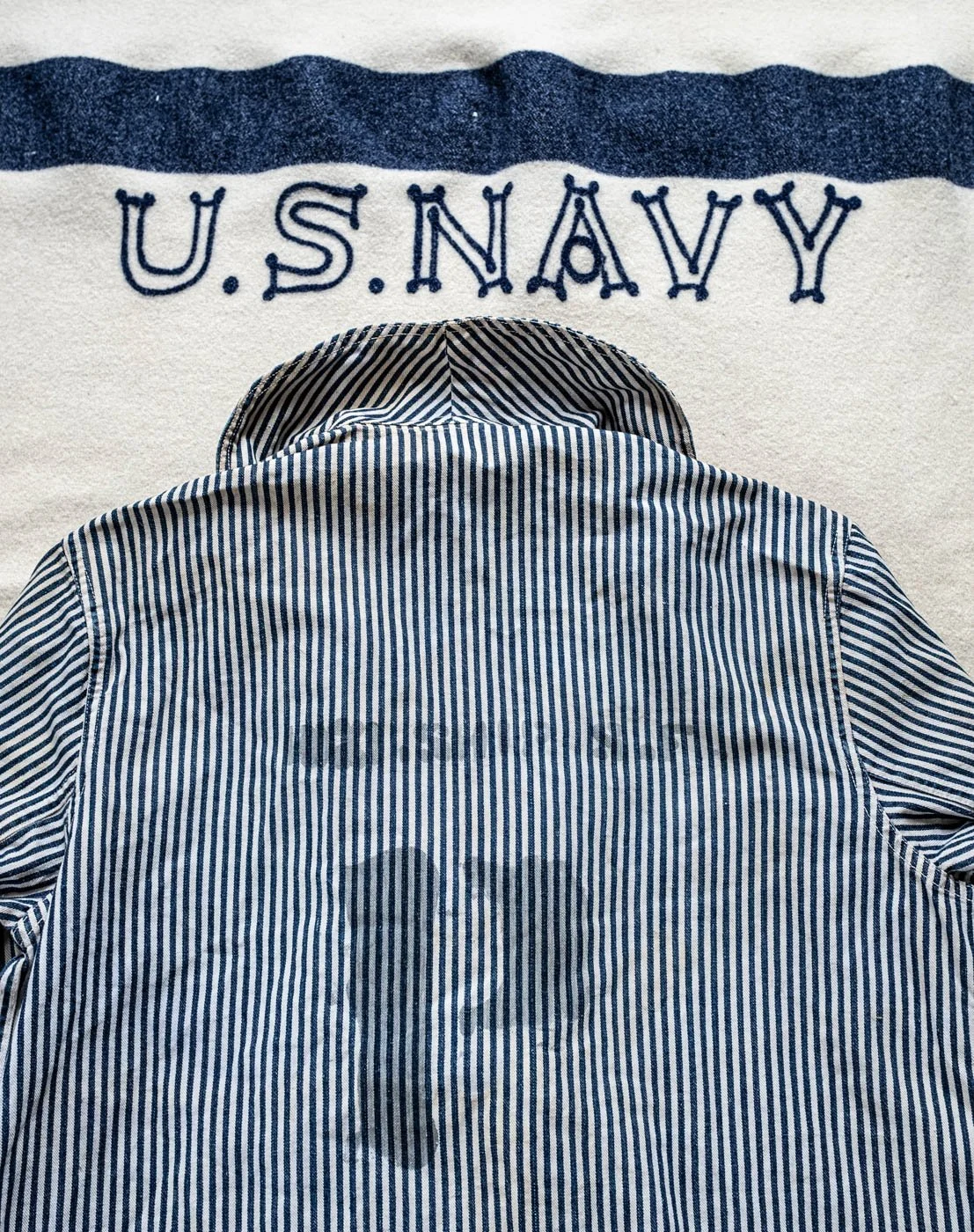 WW2 US Navy Hickory Stripe Prisoner POW Chore Coat Jacket. USN